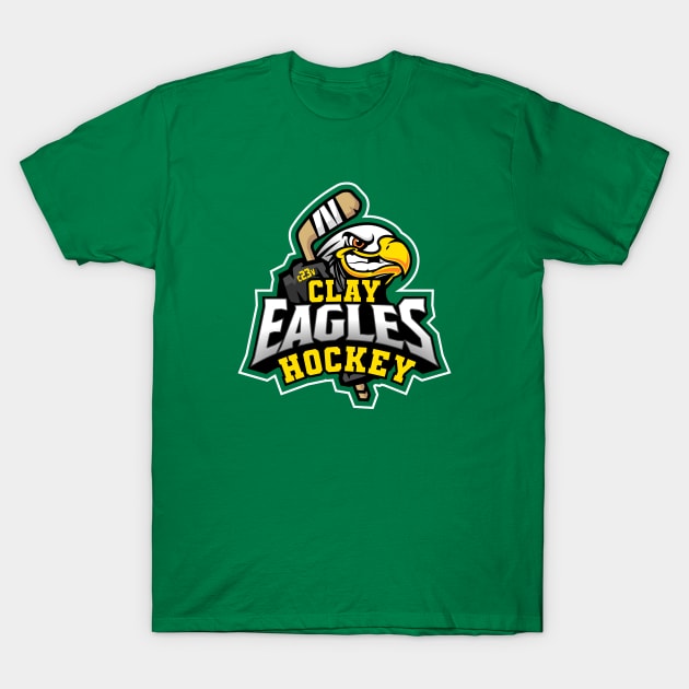 Clay High Eagles Hockey Green T-Shirt by erock